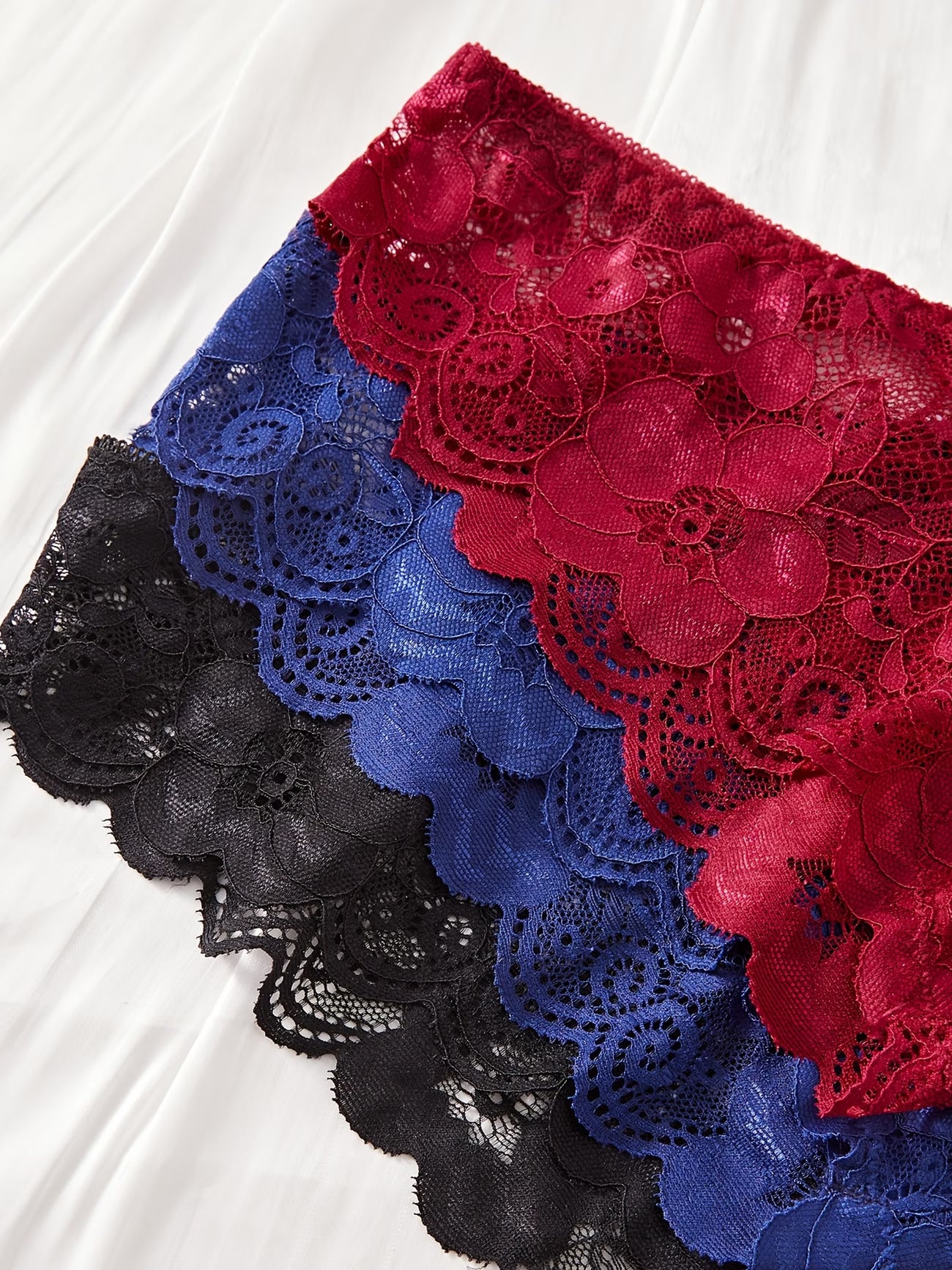 Koriora | Lot de 3 Ensembles Lingerie Dentelle Fleurie — Brassière Coussinets & Culotte Assortie