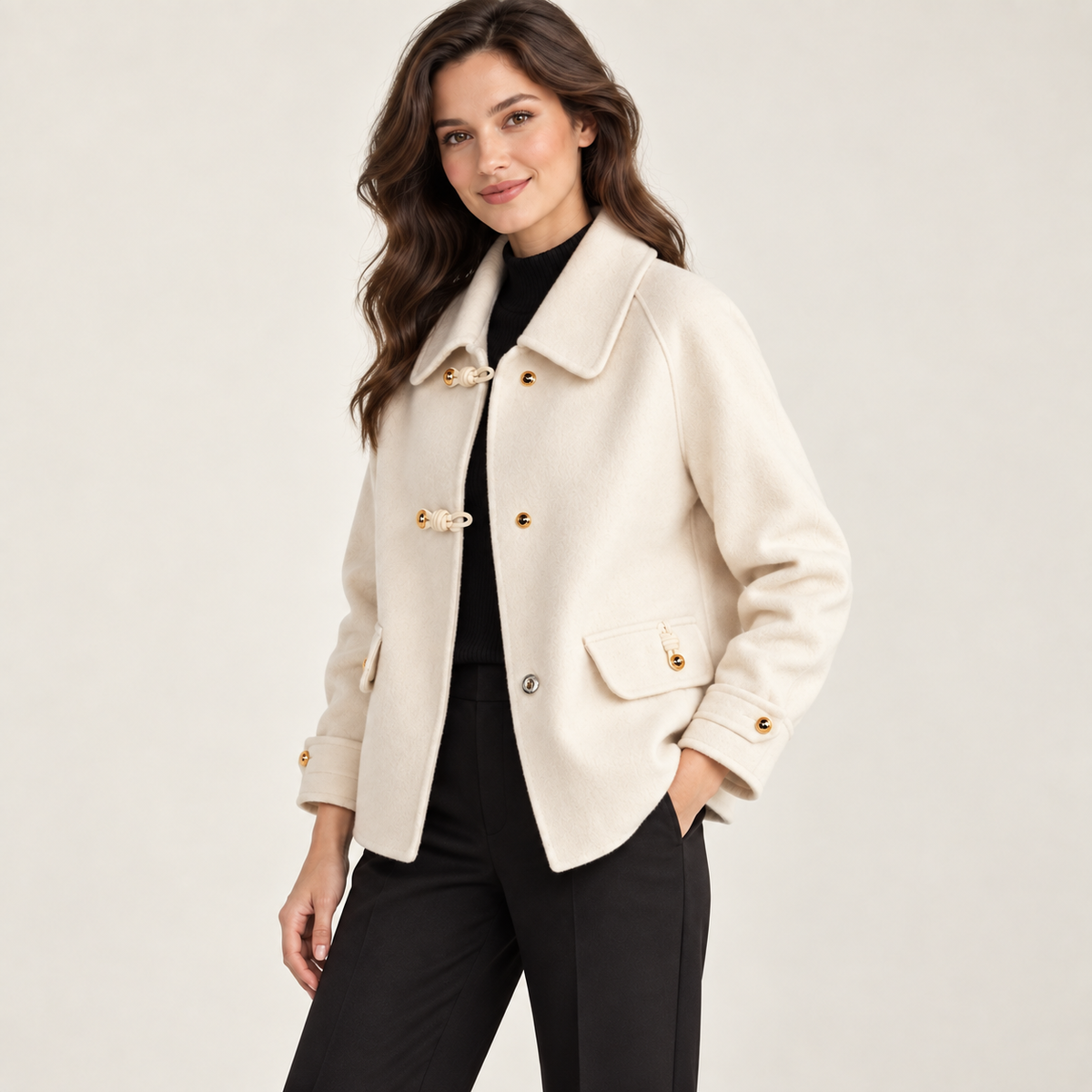 Women's Peter Pan Collar Blazer with Gold-Tone Details