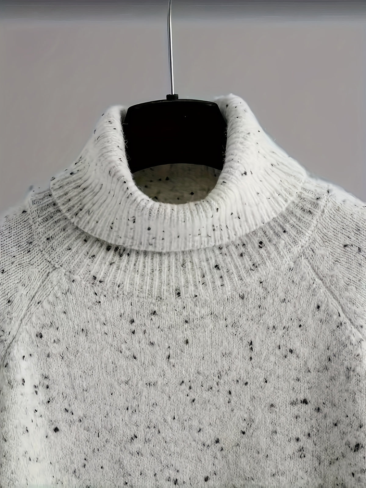 Women's Speckled Knit Set – Roll-Neck Jumper & Wide-Leg Trousers