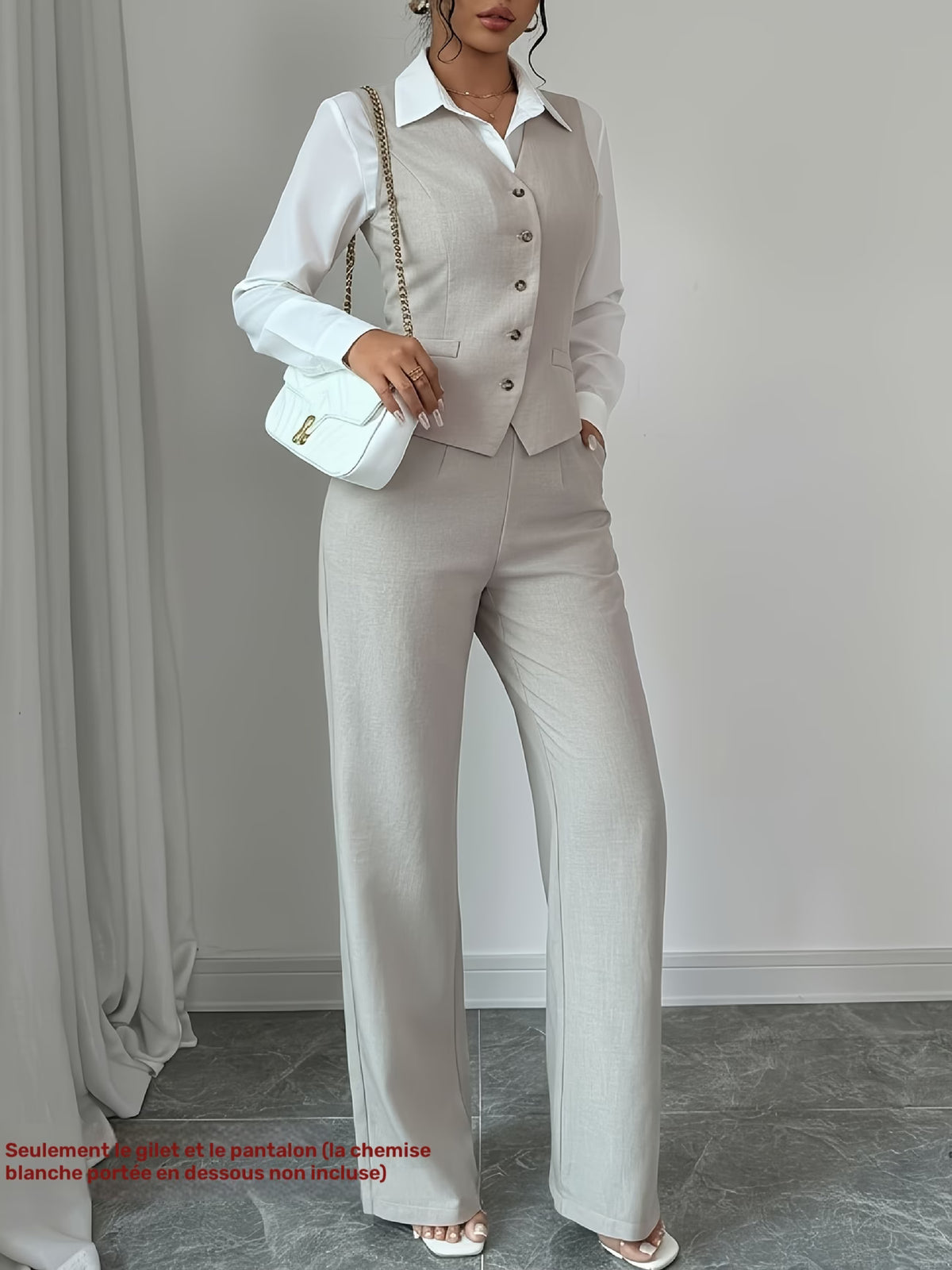 Élise Women's Tailored Waistcoat & Wide-Leg Trouser Set