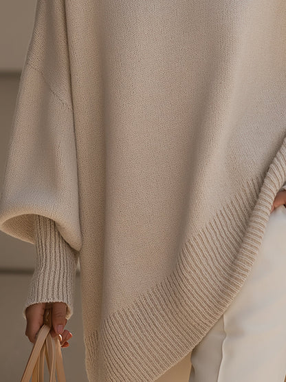 Koriora | Women's Oversized Round-Neck Poncho-Style Jumper — Flowing Fit and Relaxed Elegance