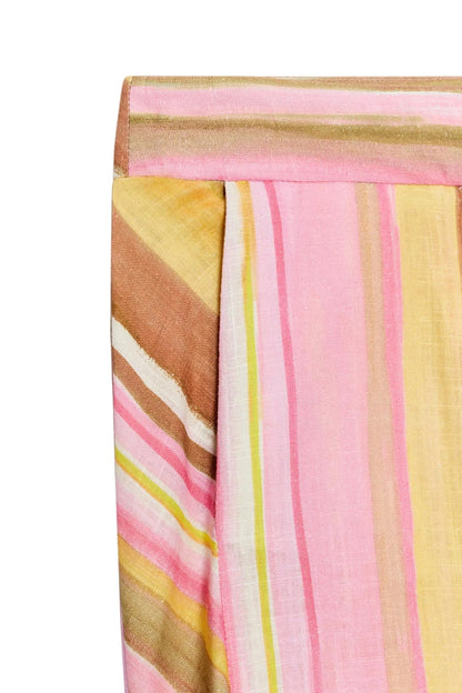 Koriora Pantalon Palazzo Rayé Rose et Jaune – Pantalon Large Fluide Femme