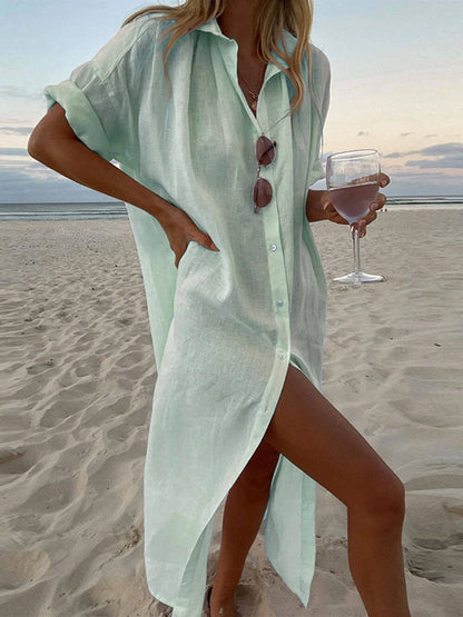 Robe de plage  chemise longue simple