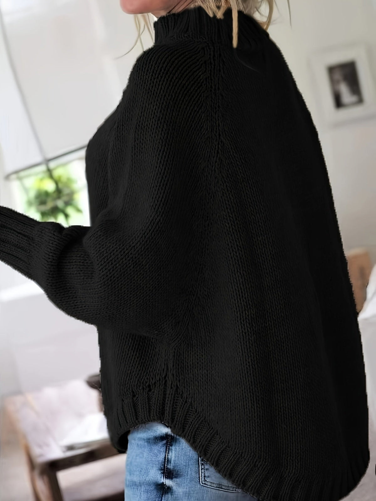 Pull Femme Poudré à Torsades  Maille Ample & Col Montant