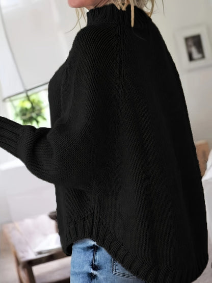 Pull Femme Poudré à Torsades  Maille Ample & Col Montant
