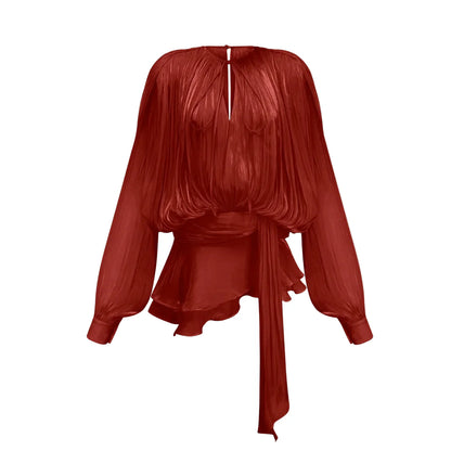 Koriora Robe Mini Bohème Ivoire à Manches Bouffantes – Robe Fluide Élégante Femme