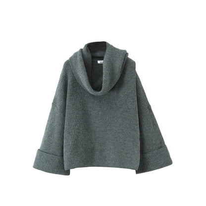 Oversized Scarf-Neck Knitted Jumper – Cosy Autumn-Winter Comfort, Multicolour