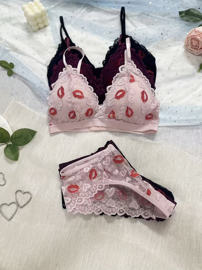 Koriora | Lot de 3 Ensembles Lingerie Dentelle Romantique — Soutien-Gorge & Culotte Taille Basse