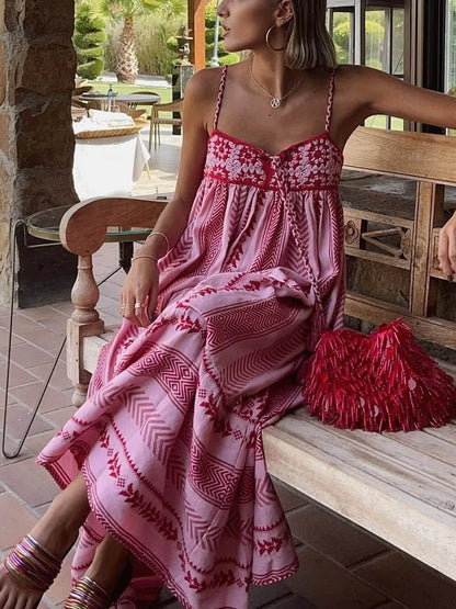 Robe maxi en tricot à patchwork en crochet de style ethnique