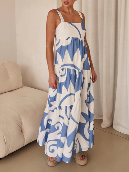Robe longue maxi Santorini bleu