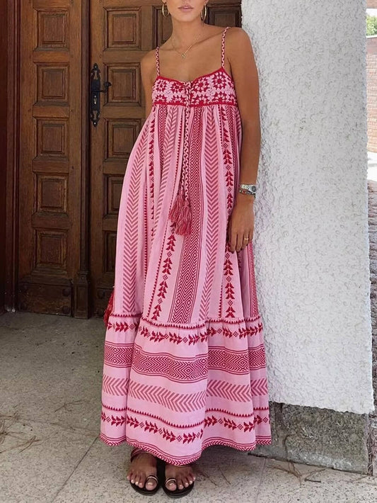 Robe maxi en tricot à patchwork en crochet de style ethnique