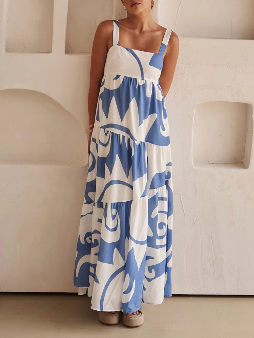 Robe longue maxi Santorini bleu