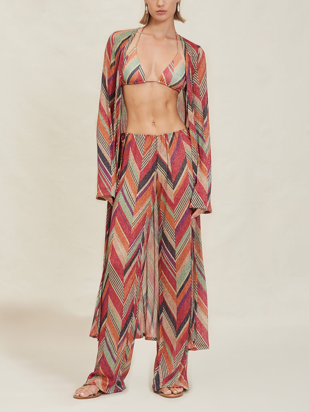 Koriora | Ensemble de plage 3 pièces – Pantalon large et kimono