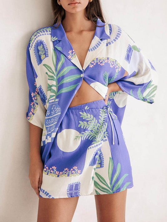 Koriora | Ensemble estival artistique – Chemise fluide & jupe assortie