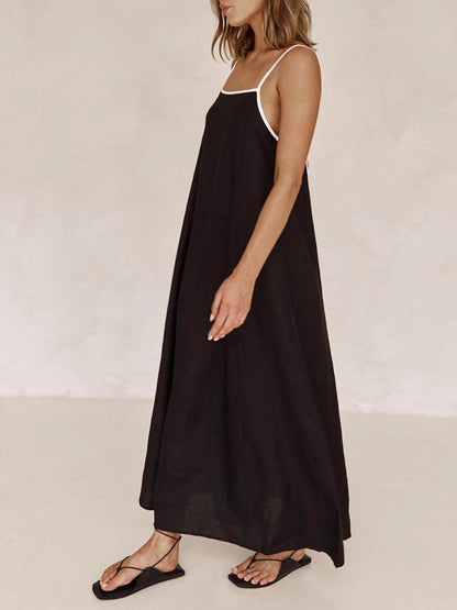 Robe à bretelles contrastante de style vacances classique