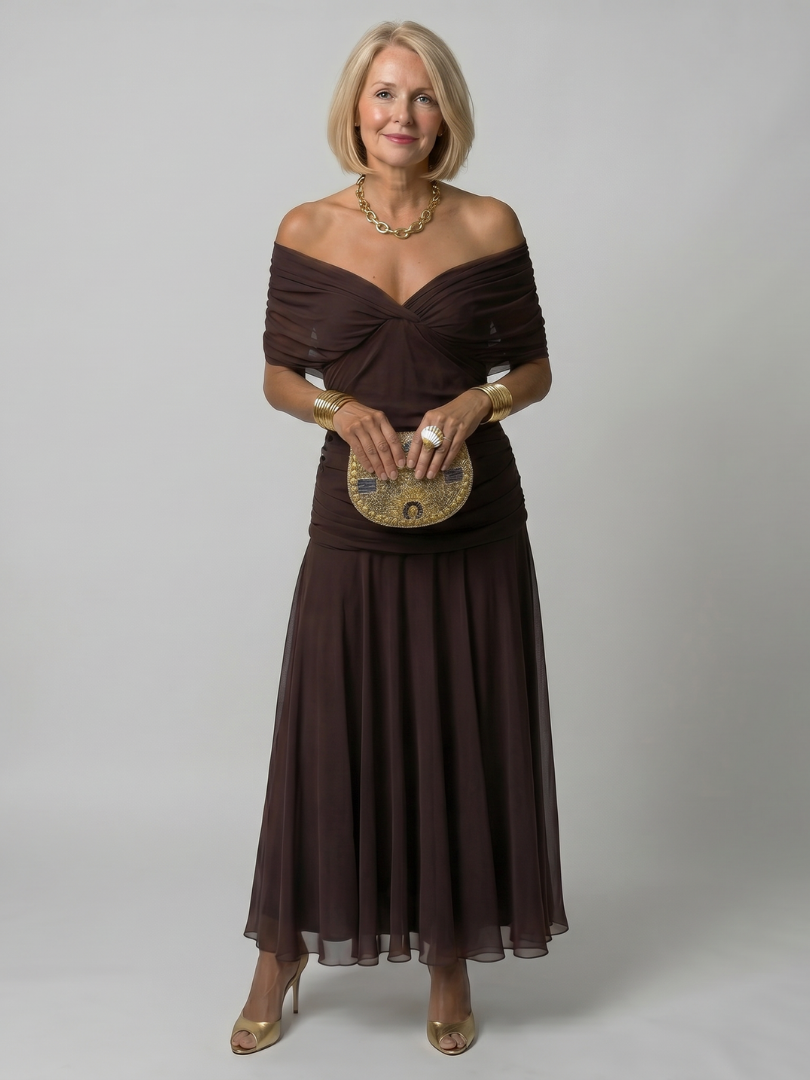 Koriora | Robe Maxi Fluide Cache-Cœur Dégradé — Légère & Élégante