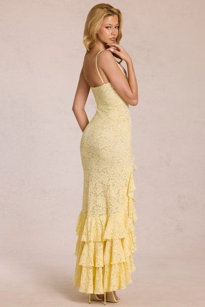 Koriora | Robe Longue Dentelle Elin — Bustier Élégant & Fente Haute