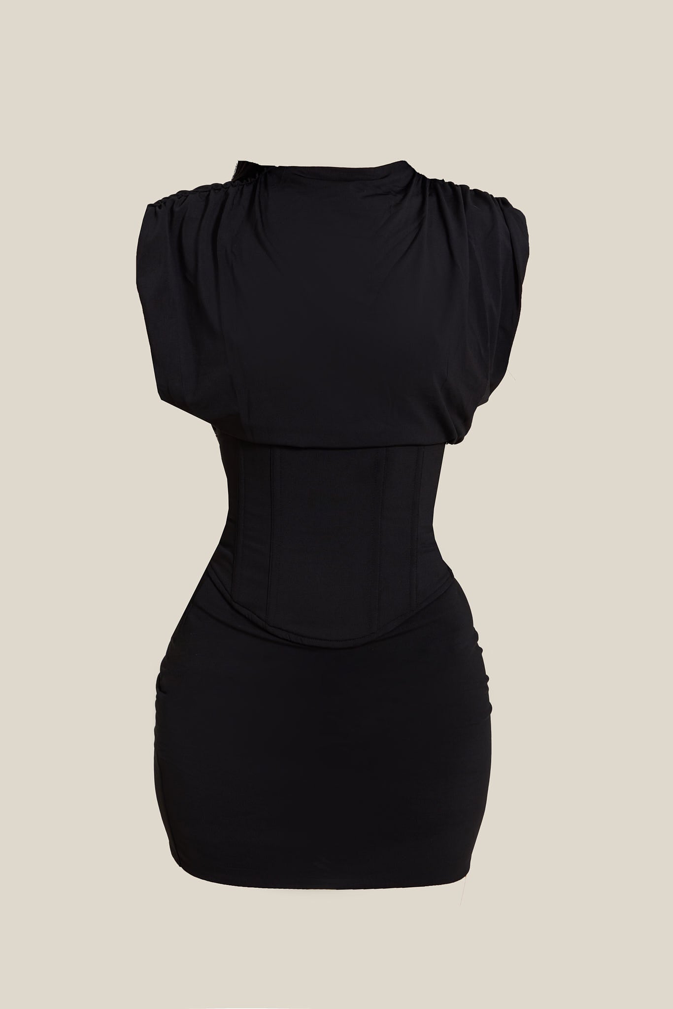 Koriora | Robe Mini Corset Anna — Col Haut Élégant & Dos Lacé