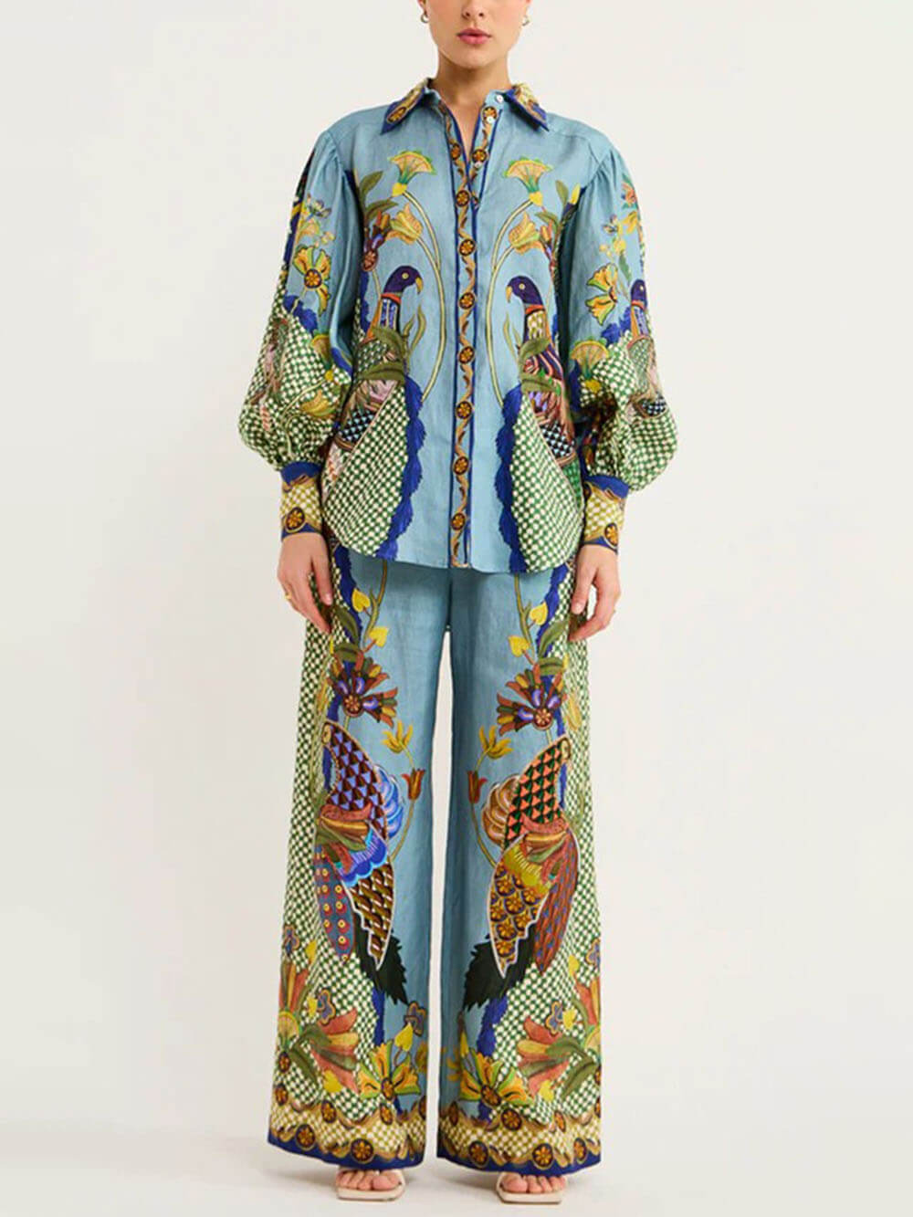 Koriora | Ensemble Paradis Tropical – Chemise fluide & pantalon palazzo