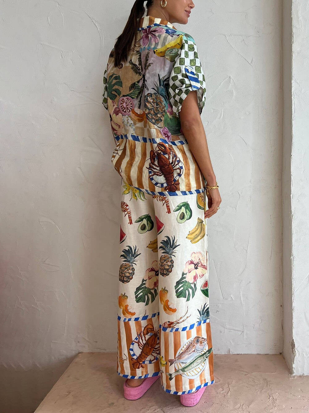 Koriora | Ensemble chemise et pantalon tropical – Fruits exotiques