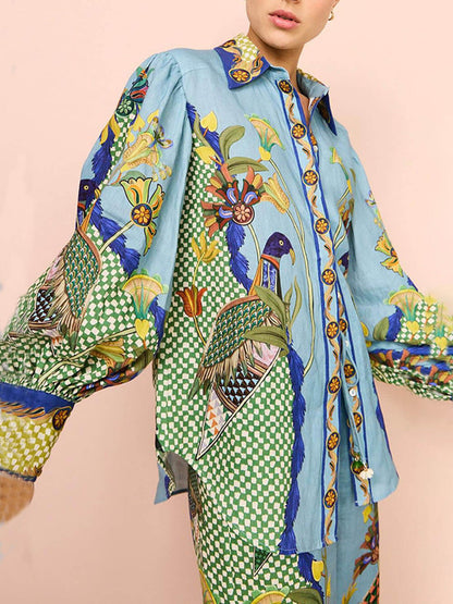 Koriora | Ensemble Paradis Tropical – Chemise fluide & pantalon palazzo