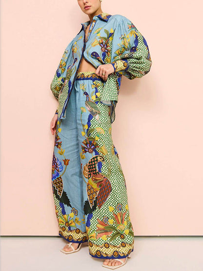Koriora | Ensemble Paradis Tropical – Chemise fluide & pantalon palazzo