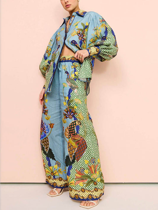 Koriora | Ensemble Paradis Tropical – Chemise fluide & pantalon palazzo