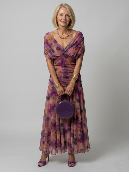 Koriora | Robe Maxi Fluide Cache-Cœur Dégradé — Légère & Élégante