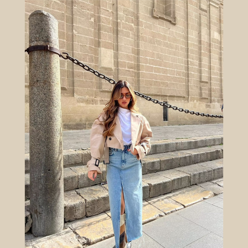 Koriora | Trench Court City Chic — Veste Trench Femme Élégante & Mi-Saison Tendance