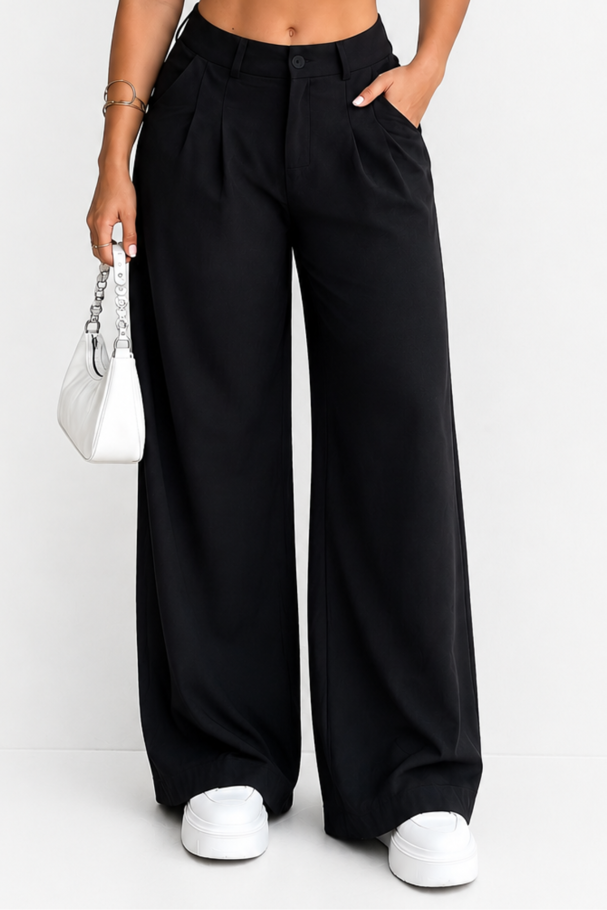 Koriora | Pantalon Tailleur Camille — Pantalon Taille Haute Femme Wide Leg Élégant & Chic
