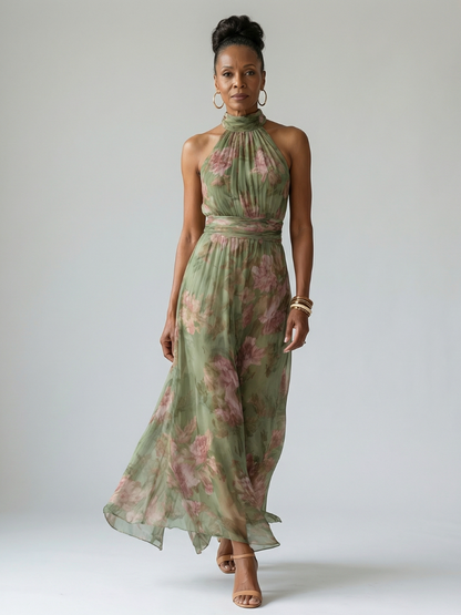 Koriora | Robe Midi Halter Florale — Légère & Confortable