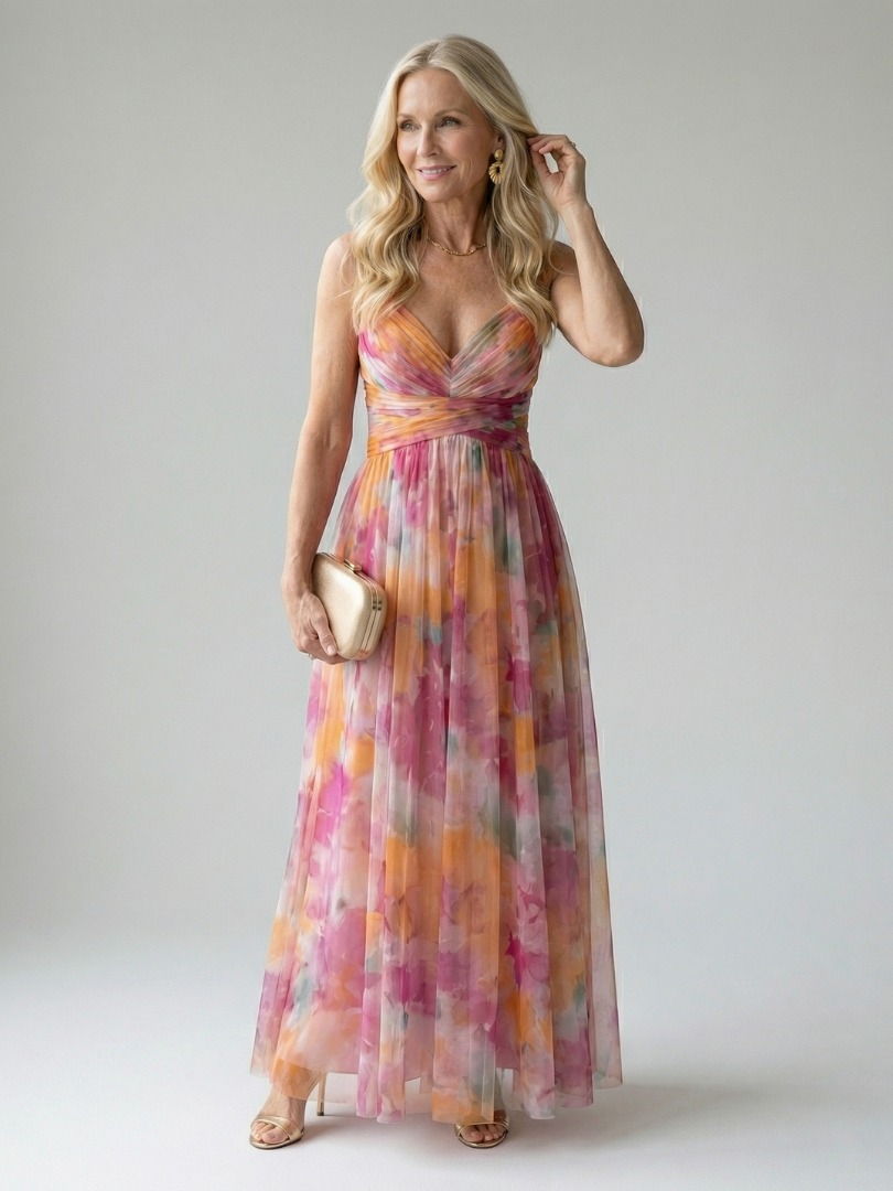 Koriora | Robe Maxi Fluide Cache-Cœur — Légère & Élégante