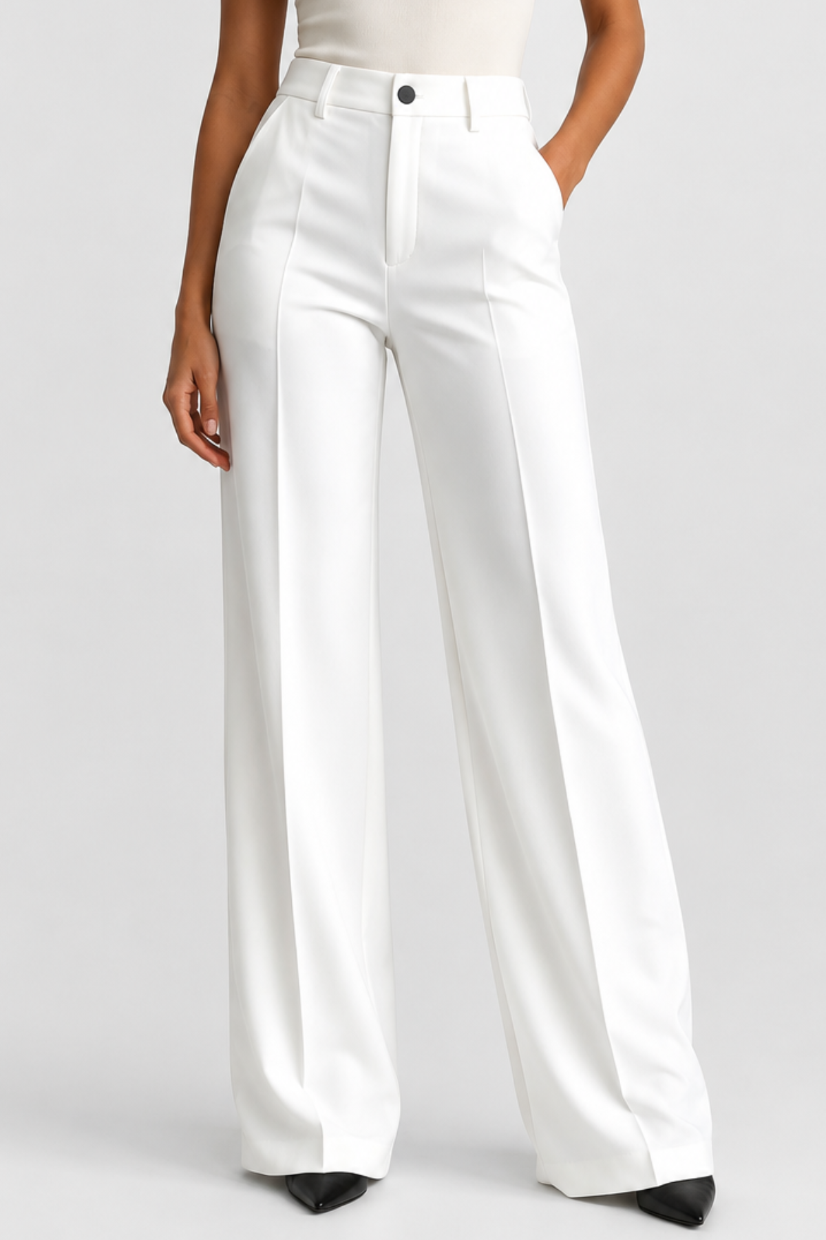 Koriora | Pantalon Tailleur Léa — Pantalon Taille Haute Femme Wide Leg Élégant & Chic
