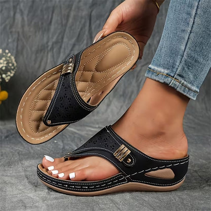 Sandales Compensées Femme Confort à Enfiler avec Semelle Souple
