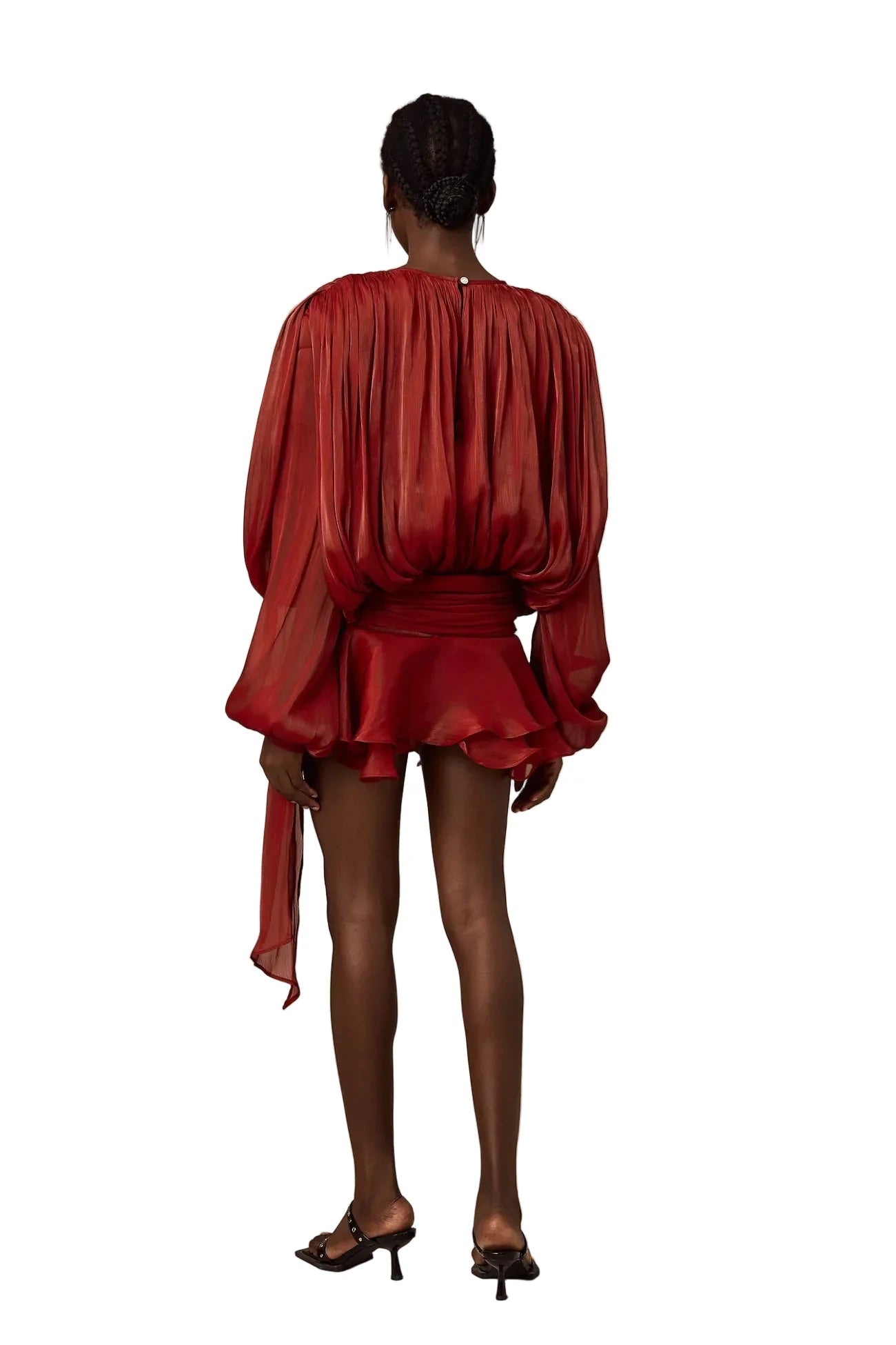 Koriora Robe Mini Bohème Ivoire à Manches Bouffantes – Robe Fluide Élégante Femme