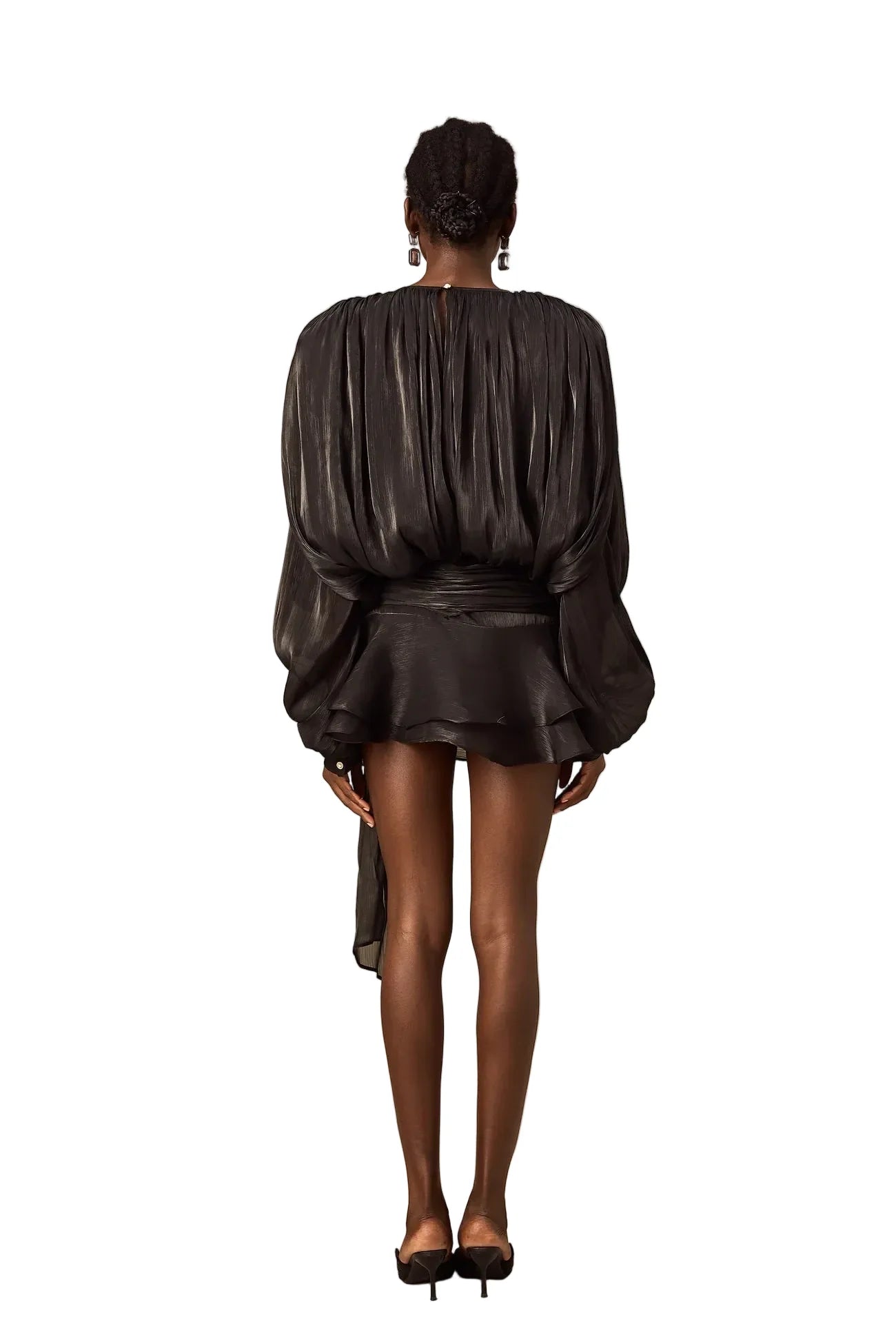 Koriora Robe Mini Bohème Ivoire à Manches Bouffantes – Robe Fluide Élégante Femme