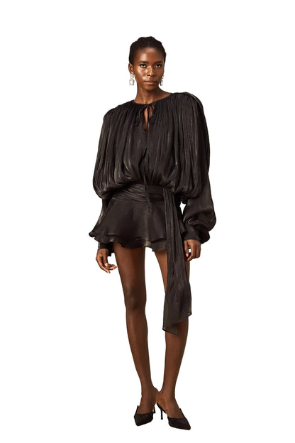 Koriora Robe Mini Bohème Ivoire à Manches Bouffantes – Robe Fluide Élégante Femme