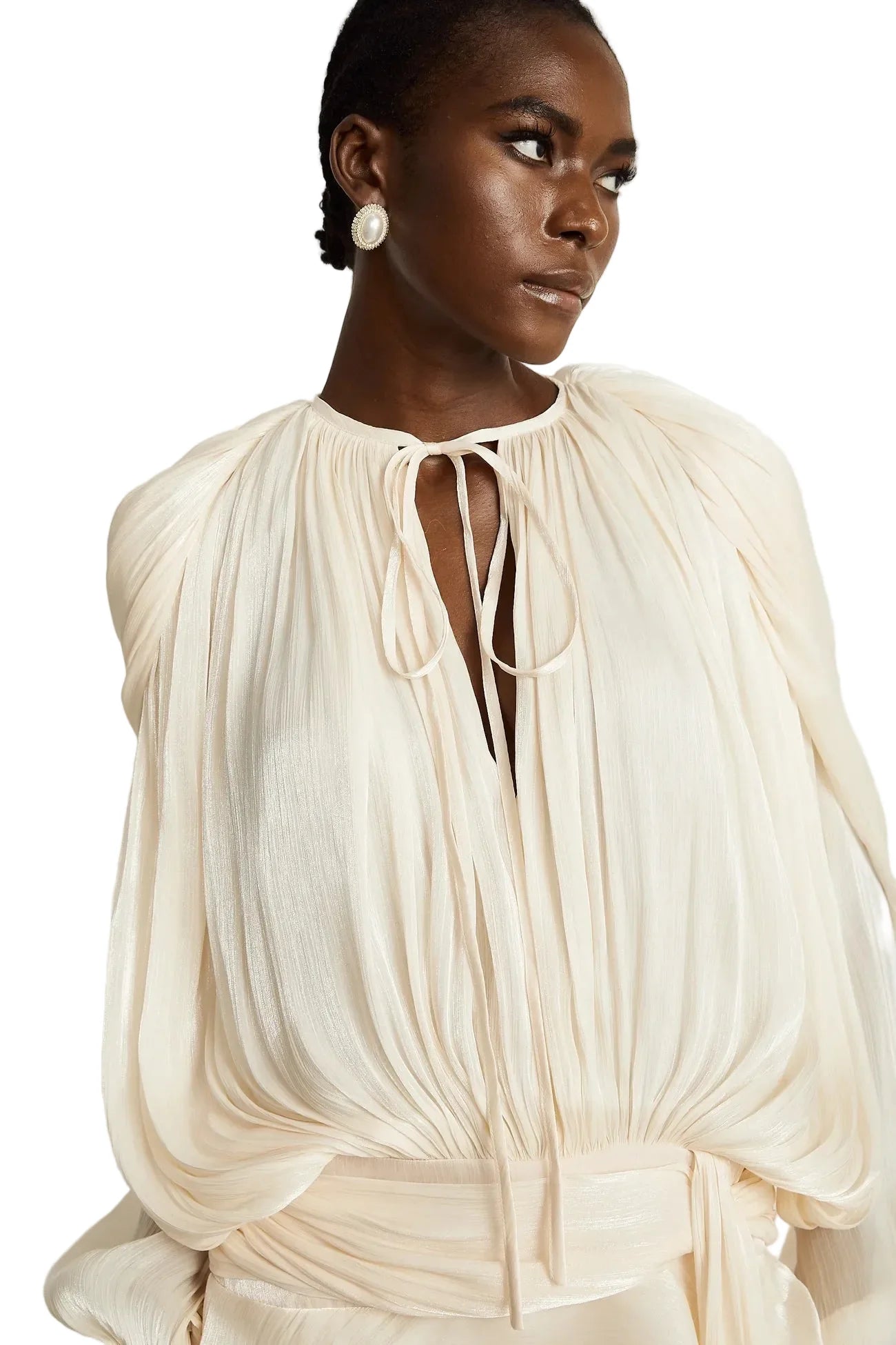 Koriora Robe Mini Bohème Ivoire à Manches Bouffantes – Robe Fluide Élégante Femme