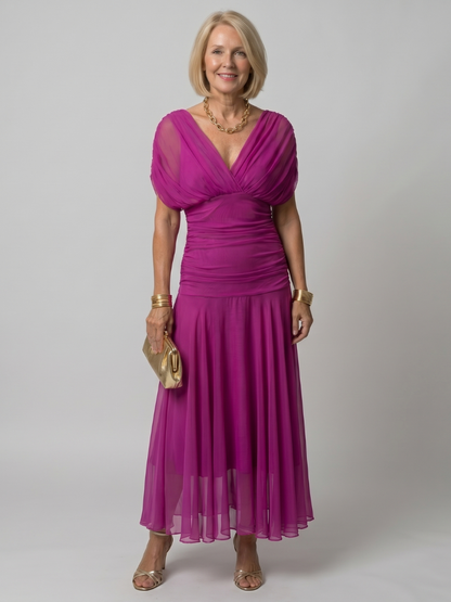 Koriora | Robe Maxi Fluide Cache-Cœur Dégradé — Légère & Élégante