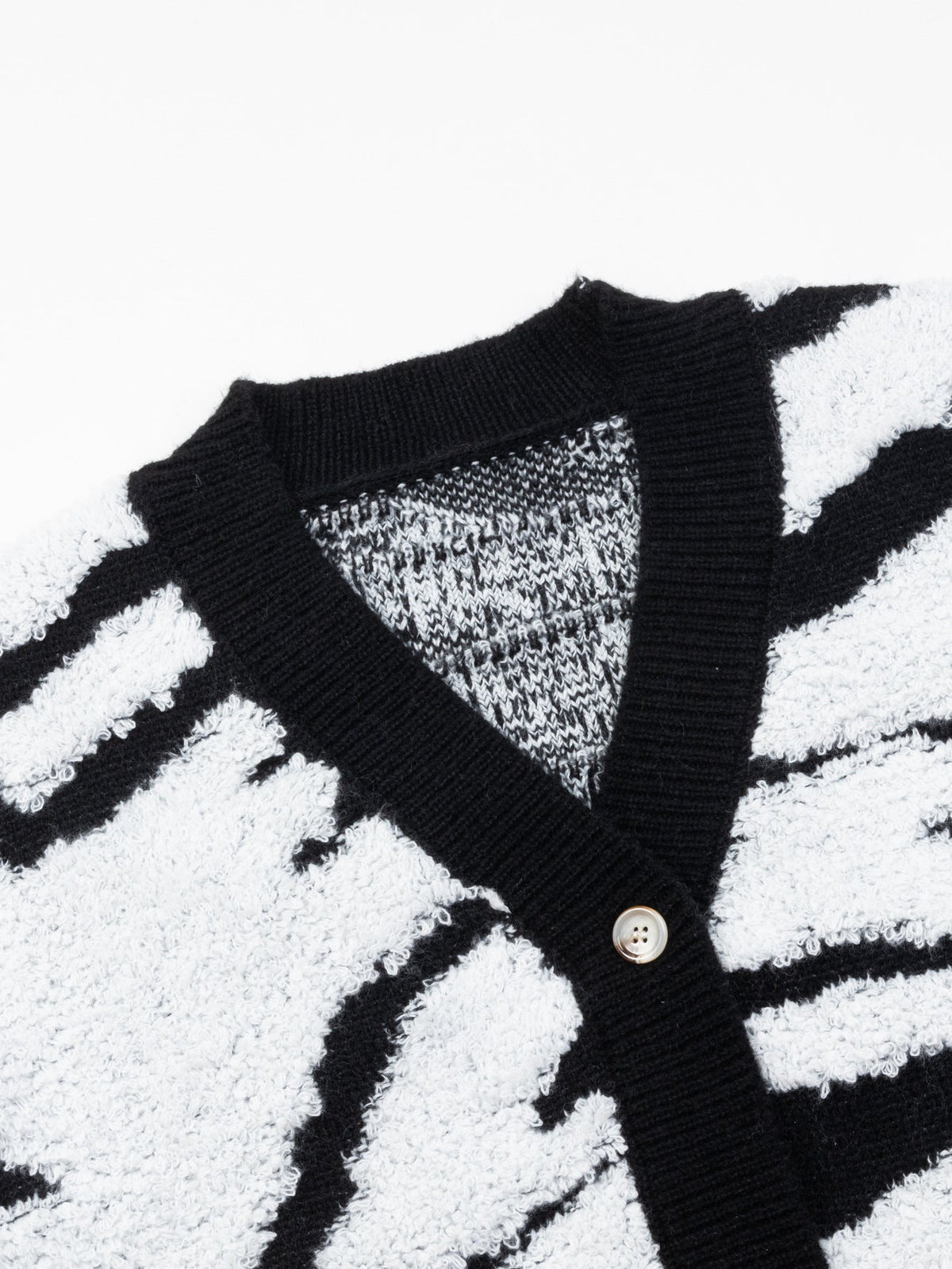 Koriora | "Safira" Zebra-Print Bouclé Cardigan — Loose Fit, V-Neck, Multicolour