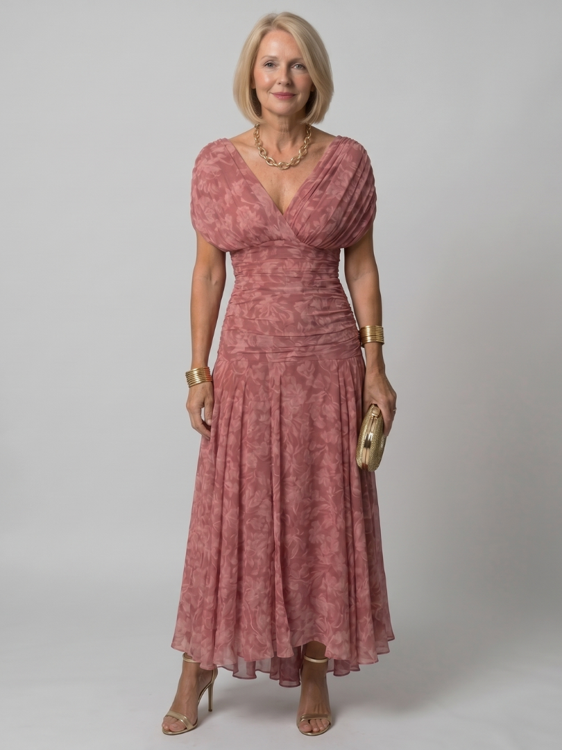 Koriora | Robe Maxi Fluide Cache-Cœur Dégradé — Légère & Élégante