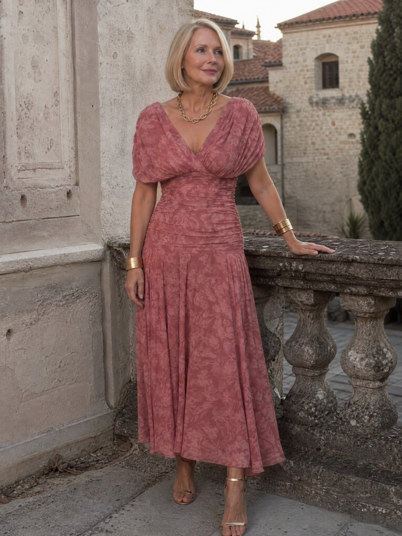 Koriora | Robe Maxi Fluide Cache-Cœur Dégradé — Légère & Élégante
