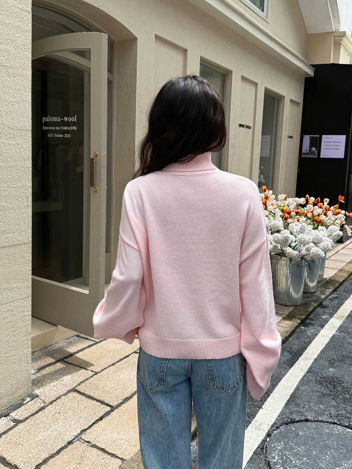 Koriora | "Camille" Plain High-Neck Jumper — Soft Knit Autumn-Winter Essential, Cream / Pink / Yellow / Sky Blue
