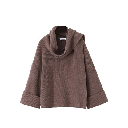 Oversized Scarf-Neck Knitted Jumper – Cosy Autumn-Winter Comfort, Multicolour
