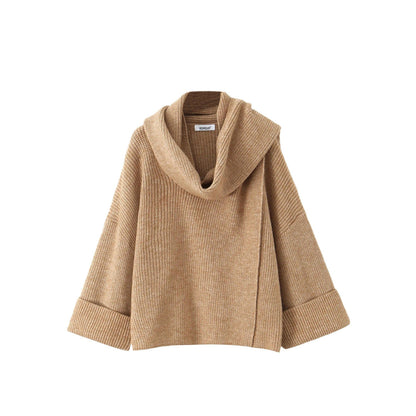 Oversized Scarf-Neck Knitted Jumper – Cosy Autumn-Winter Comfort, Multicolour