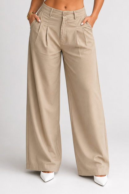 Koriora | Pantalon Tailleur Camille — Pantalon Taille Haute Femme Wide Leg Élégant & Chic