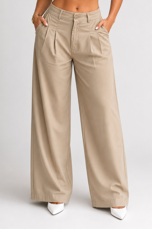 Koriora | Pantalon Tailleur Camille — Pantalon Taille Haute Femme Wide Leg Élégant & Chic