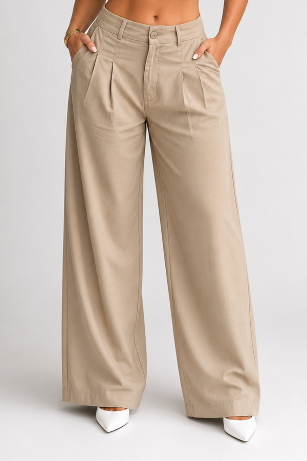 Koriora | Pantalon Tailleur Camille — Pantalon Taille Haute Femme Wide Leg Élégant & Chic