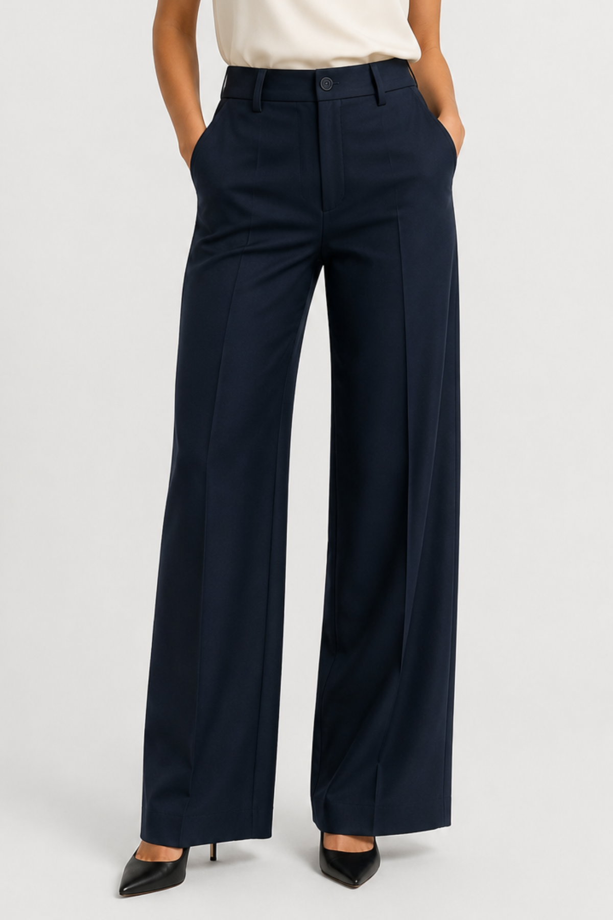 Koriora | Pantalon Tailleur Léa — Pantalon Taille Haute Femme Wide Leg Élégant & Chic
