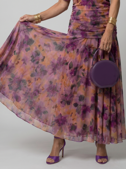 Koriora | Robe Maxi Fluide Cache-Cœur Dégradé — Légère & Élégante